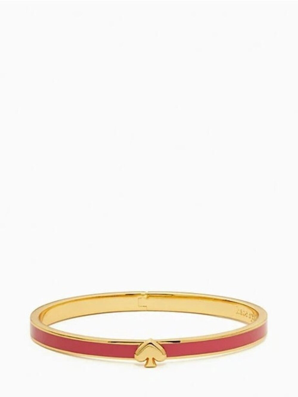 Kate Spade Everyday Spade Thin Enamel Bangle Bracelet Bright Rose + Jewelry Bag - Picture 2 of 4